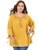 Agnes Orinda Women's Plus Size Raglan Sleeves Hollow Out Tie Neck Tunic Top 1X Yellow