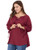 Agnes Orinda Women's Plus Size Raglan Sleeves Hollow Out Tie Neck Tunic Top 4X Burgundy