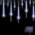 Outdoor String Lights Solar Powered LED Meteor Shower Rain Light Falling Raindrop Light 10 Tubes 300 LED Cascading Fairy Light for Christmas Tree Garden Wedding Party Decor -White-