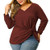 Agnes Orinda Women's Plus Size Tops Blouses V Neck Long Sleeve Elegant Twist Knot Peplum Top Womens Day 4X Burgundy