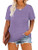 Plus Size Tops for Women 2X Summer Casual Shirts Short Sleeve Tunics Purple 20W