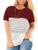 VISLILY Women's Plus Size Tunic Tops Short Sleeve Loose Stripe Tee Shirts Wine Red 26W