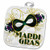 3dRose Mardi Gras Green Gold and Purple Mask for Celebrating Potholder- 8 x 8