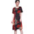 Hapshey Dress for Women Round Neck Short Sleeve Print Midi Dress Summer Casual Loose Knee-Length Elegant T-Shirt Home Dress Red