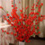 2pc Artificial Cherry Spring Plum Peach Blossom Branch Silk Flower Plastic Bouquet-Red