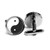 Yin Yang Black White Balance Rhodium Plated Silver Cufflinks