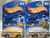 Hot Wheels 2001 First Edition Yellow Surfin' School Bus 014  and  2002 Silver Surfin' School Bus 059 Die Cast 2 Car Set