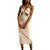 Women's Sexy Y2K Cut Out Dress Bodycon Knitted Spaghetti Strap Maxi Long Dresses Halter Neck Streetwear -Solid White- Large-