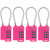 TSA Lock Security 3 Digit Combination Suitcase Luggage Bag Code Lock Padlock (Pink-4-Pack)