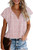 CERYIWER Women's Short Sleeve Casual Shirts Boho Floral Print V Neck Chiffon Tops Loose Blouses -Pink- XL-