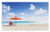 Lunarable Coastal Doormat- Sea Panorama View Blue Sky White Clouds Paradise Shore Clear Water Picture- Decorative Polyester Floor Mat with Non-Skid Backing- 30inch X 18inch- Orange Ivory Blue