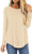 I2CRAZY Womens Long Sleeve T Shirts Causal Blouses Tops Round Neck Solid Tunic Tops Soft-L-Khaki