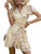 BerryGo Women's Boho Short Sleeve Floral Beach Dress V Neck Ruffle Summer Dress M Yellow