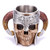 Arola Stainless Steel Double Handle Horn Skull Beer Cup, Viking Warrior Skull Mug Tankard, Medieval Skull Drinkware Mug for Coffee/Beverage/Juice 17oz.