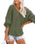 LANISEN Women's Off Shoulder Loose Pullover Sweater Batwing Sleeve Knit Jumper Oversized Tunic Blouses V Neck Waffle Knit Tops Army Green M