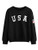 SweatyRocks Womens Casual Long Sleeve Crew Neck USA Letter Print Pullover Sweatshirt Black M