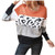 AODONG Womens Sweaters Plus Size Gubotare Womens Color Block Long Sleeve Ribbed Knit Oversized Pullover Sweaters Orange
