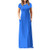 VOWUA Women's Short Sleeve Maxi Dress Casual Loose Plain Maxi Dress Casual Long Swing Dress with Pockets Floor Length Blue