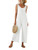 CHARMU Women's Jumpsuit Summer Sleeveless V Neck Casual Wide Leg Pant Romper Jumpsuit White M