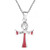 AeraVida Egyptian Ankh Ribbon Knot Reconstructed Red Coral .925 Sterling Silver Pendant Necklace