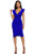 YMING Women Deep V Neck Dress Knee Length Cocktail Bodycon Dress Blue XL