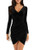 GUBERRY Womens Fall Winter Cocktail Long Sleeve V Neck Velvet Wedding Guest Party Dress-Large-Black-