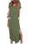 Women's Casual Loose Pocket Long Dress Short Sleeve Split Maxi Dresses Army Green