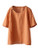 LaovanIn Women's Summer Linen Tunic Tops Casual Short Sleeve Shirts Blouse Large Orange