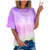 Womens Summer Tops Plus Size Loose Short Sleeve Tie-Dye Crew-Neck Tee Shirts Casual Blouse Tunic Tops Womens Tshirts Purple