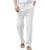 Cekaso Men's Casual Lightweight Pants Loose Fit Solid Straight Leg Linen Trousers with Drawstring- White- Medium