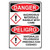 Weatherproof Plastic Vertical OSHA and GHS DANGER Hazardous Materials Handle With Care Sign with English & Spanish Text and Symbol