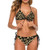 Leopard Women Two Piece Halter Padded Top Tie Side Bottom Triangle Bikini Bathing Suit S