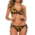 Leopard Women Two Piece Halter Padded Top Tie Side Bottom Triangle Bikini Bathing Suit L
