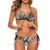 Snakeskin Pattern Art Women Two Piece Halter Padded Top Tie Side Bottom Triangle Bikini Bathing Suit L