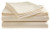 Crystal Trading 4-Piece Bed Sheet Set - Dobby Stripe - 100 percent Cotton Sateen - 250 Thread Count -King- Ivory-