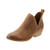 FIBURE Womens Low Heel Ankle Boots V Cutout Almond Toe Stacked Chunky Heel Booties Brown US 8