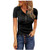 Women's Casual V-Neck Blouse Fashion Button-Down Shirt Short-Sleeved Tops Black
