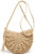 Teeya Straw Crossbody Bag Women Weave Shoulder Bag Round Summer Beach Purse and Handbags- Light Beige- Medium