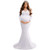 Women's Long Sleeve Off Shoulder Floral Lace Maternity Dress for Photography Baby Shower Elegant Fitted Mermaid Gown Evening Wedding Party Maxi Pregnancy Dress for Photoshoot White -1PC Dress- M