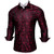 Barry.Wang Men Shirts-Paisley Flower Woven Silk Dress Shirt Long Sleeve Unique Design Formal/Leisure Wedding Party Prom Black Red