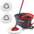 O-Cedar EasyWring Microfiber Spin Mop  and  Bucket Floor Cleaning System Plus 2 Extra Refills- Red/Gray
