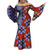 VERWIN Plus Size Floor-Length Print Half Lantern Sleeve Floral Women's Maxi Dress Expansion Dress -XX-Large- Indigo-