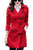 FARVALUE Women's Double Breasted Trench Coat Water Resistant Classic Belted Lapel Overcoat Red Large