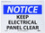 NMC N164P OSHA Sign Legend "NOTICE - KEEP ELECTRICAL PANEL CLEAR" 10" Length x 7" Height Pressure Sensitive Vinyl Black-Blue on White