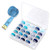 25 Pcs Bobbins and Sewing Threads with Bobbin Holder Sewing Machine Thread and Measure Tape Sewing Thread Bobbins for Sewing Machine for Embroidery Hand Sewing DIY-Blue-