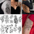 Temporary Tattoos Stickers Flowers Fake Tattoos 10 Sheets Black Flower Rose Waterproof Temporary Tattoo Black Tattoo Stickers Sexy Rose Floral Blossom Collection Temporary Tattoo for Women Neck Arm