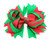 Stacked Hair Bow Grosgrain Ribbon with Alligator Clip -Red Green-