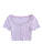 Milumia Women's Casual Crop Top Scoop Neck Ribbed Knit Button Front Lace Trim Tee Lilac Purple X-Small