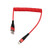 USB Type C Cable Retractable USB C Cable Curly USB-C Charger Cord Coiled Spring Spiral Type-C Male Extension Cord Data Sync Charger Wire Charging Cable -Red-