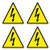 dealzEpic - Yellow Triangle Electrical Shock Hazard Risk Warning Sign - Self Adhesive Peel and Stick Vinyl Sticker - 3.94 x 3.94 inches - Pack of 4 Pcs
